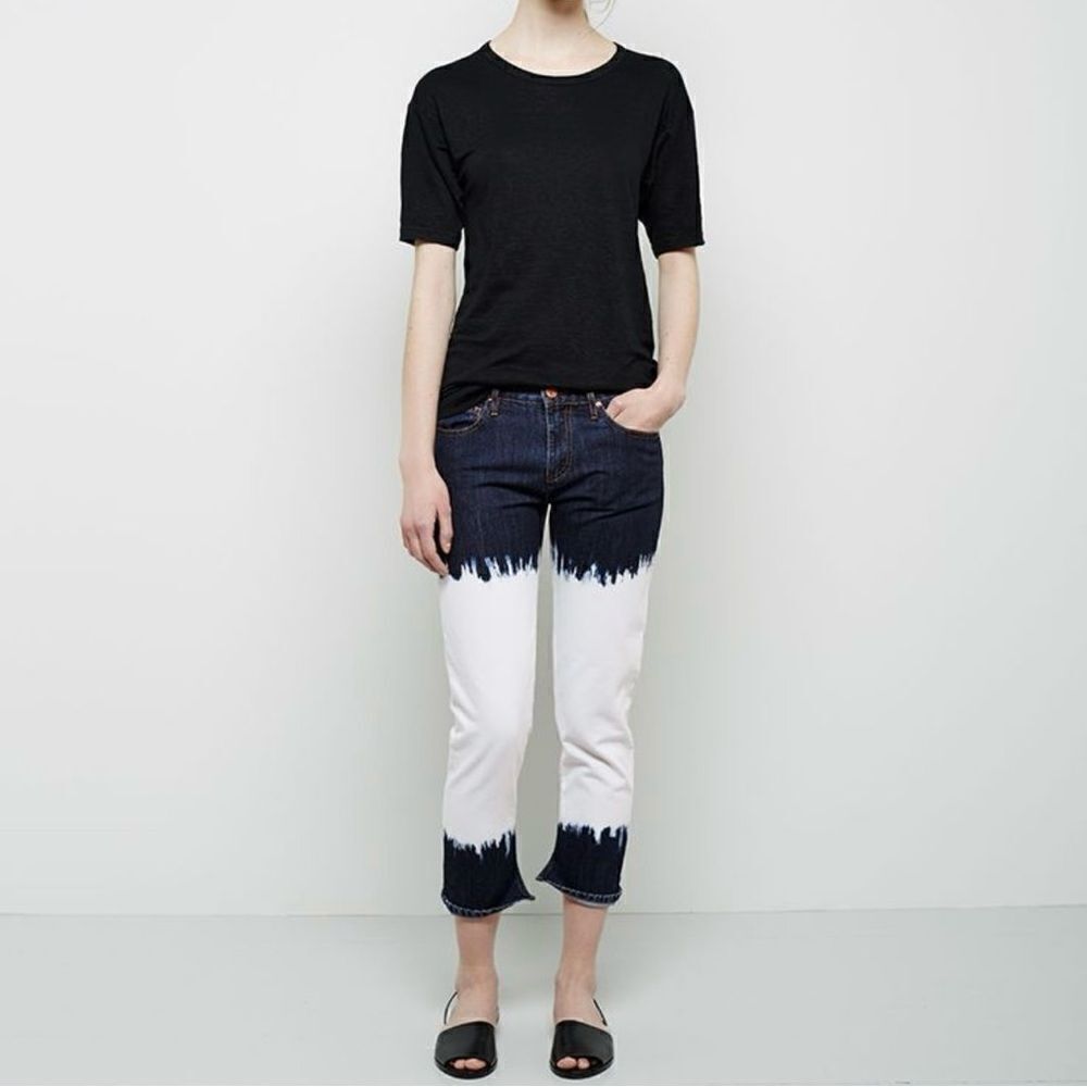 Isabel Marant Etoile Pradley Jeans Women‎ Size 34 US 2 Blue White Dip Dye Crop